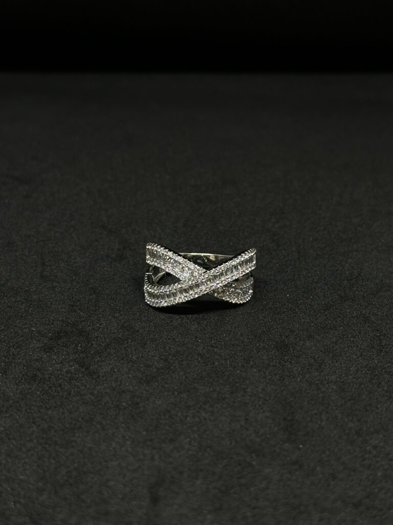 Kriss Cross Ring with Studded Diamonds