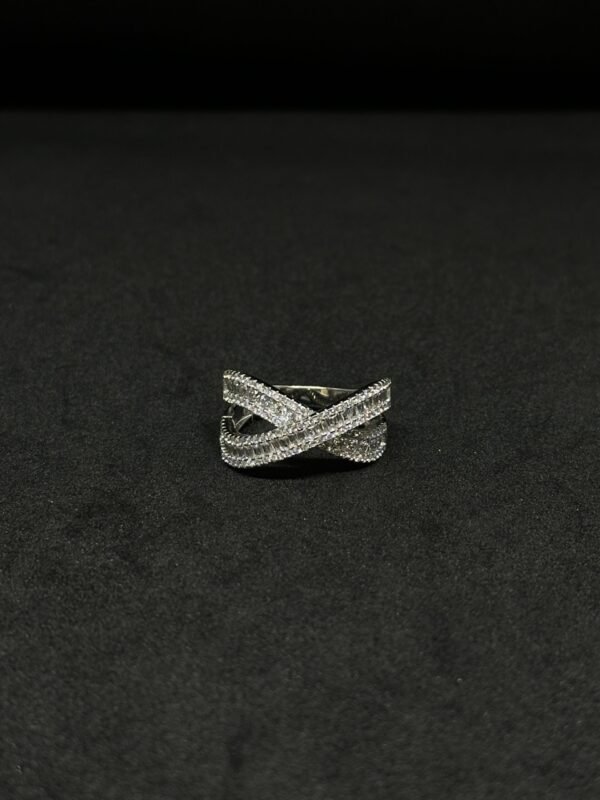 Kriss Cross Ring with Studded Diamonds