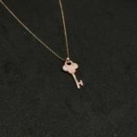 Key Shape Chain Pendant in Rose Silver