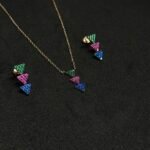 Three-Color Triangle Rose Silver Pendant