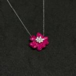 Detailed Flower Red Studded Stones