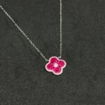 Flower Chain Pendant with Red Studded Stones