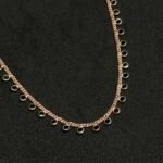 Rose Silver Chain Pendant with Black Stone