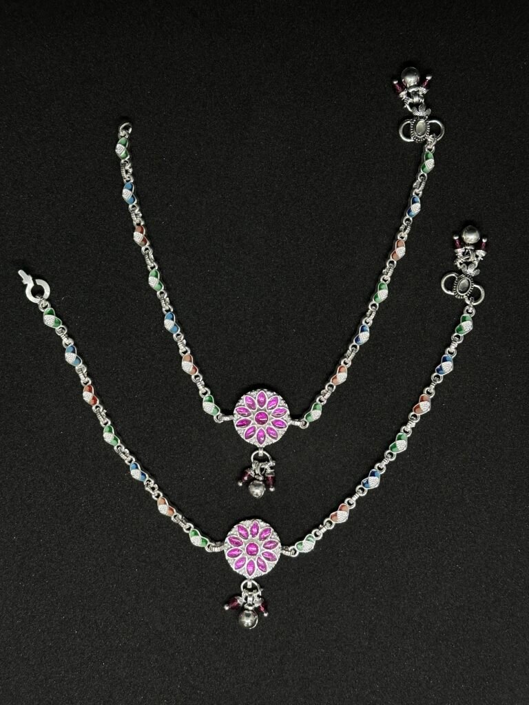 Heritage Payal with Red Studded Stones