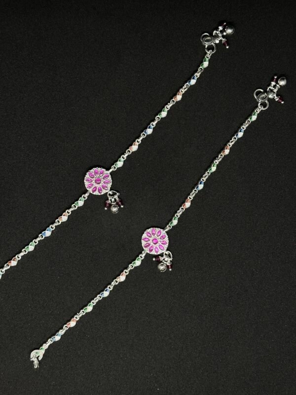 Heritage Payal with Red Studded Stones