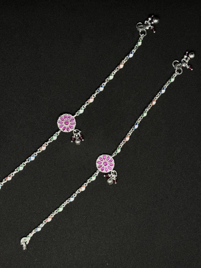 Heritage Payal with Red Studded Stones