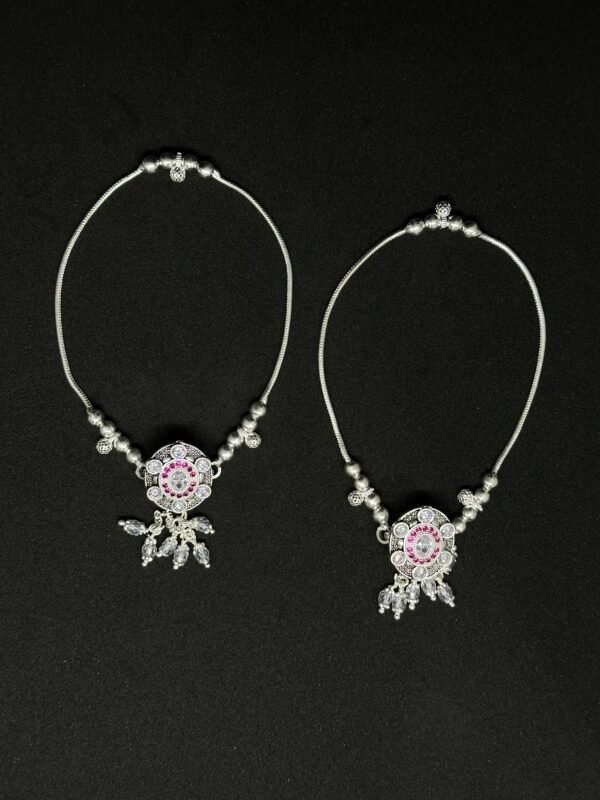 Heritage Payal with Stunning Red and Pink Stones - Image 2