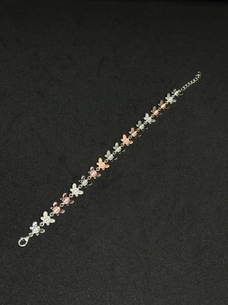 String Butterfly Rose Silver Bracelet