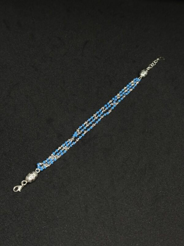 Blue and White Beaded String Bracelet