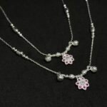 Flower Shape Pink Diamond Payal