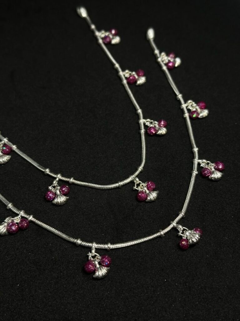Elegant Pink Beaded Payal