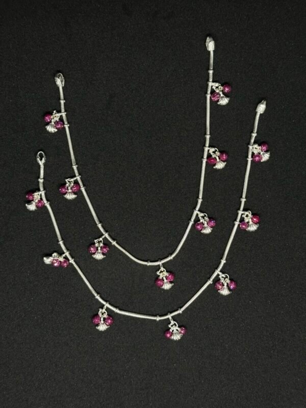 Elegant Pink Beaded Payal - Image 2