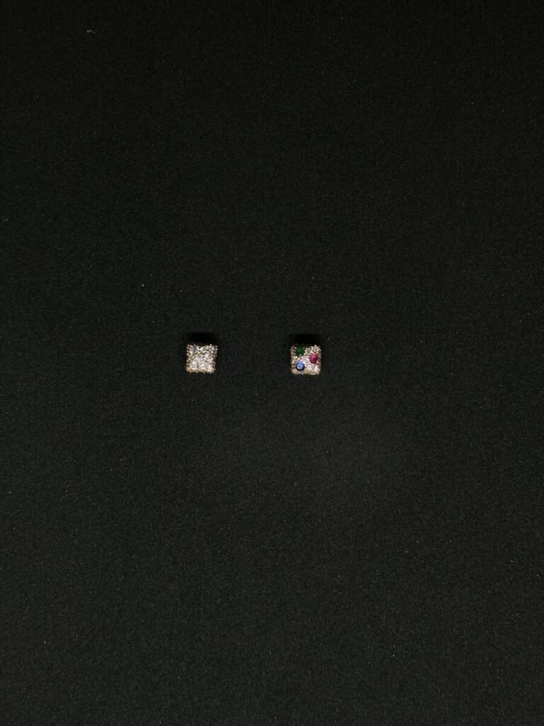 Rose Silver Square Magnetic Earrings