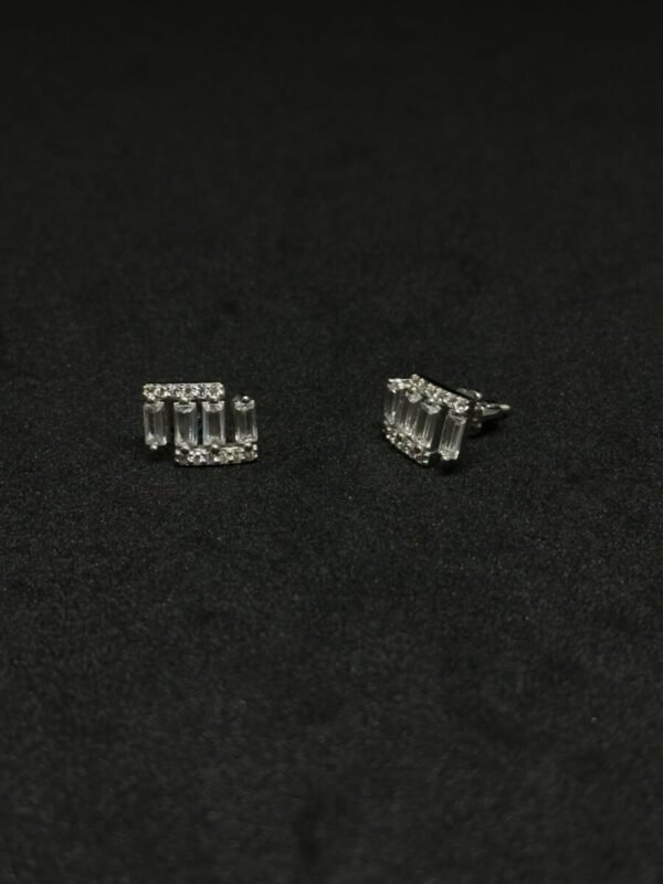 Silver Earrings Studded With Diamonds