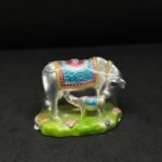 Silver Cow and Cub Figurine