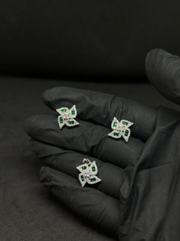 Swastika Green Studded Pendant Set