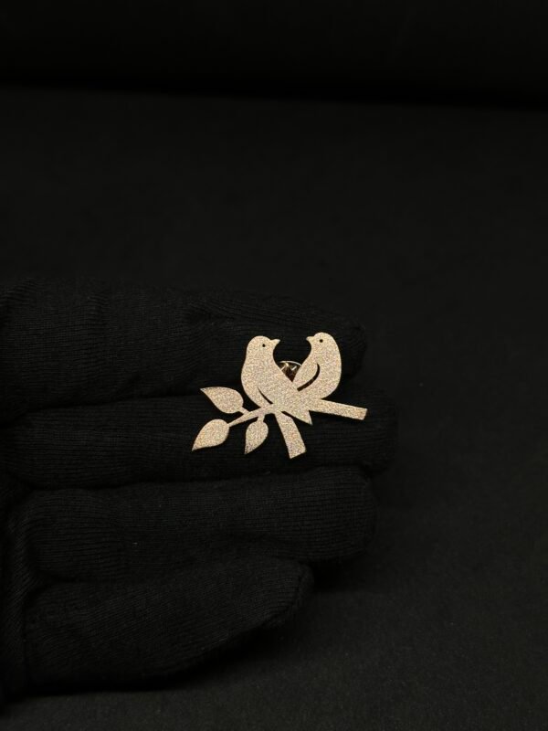 Lovebird Serenade Brooch — Rose Silver Glossy (BOS0004)