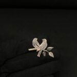 Lovebird Serenade Brooch — Rose Silver Matte