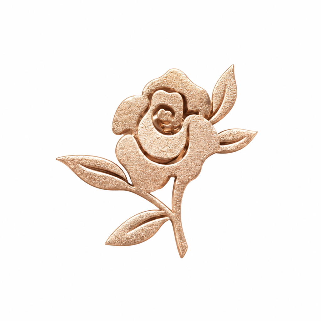 Velvet Rose Brooch — Matte Rose Silver