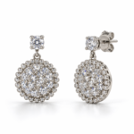 Moon kajo silver drop earrings front and angled view with back lock