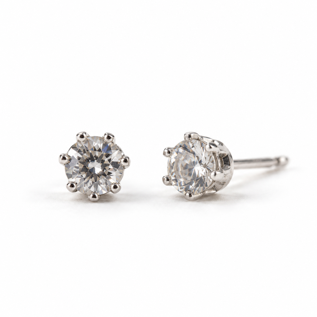 Silver Studs EES0101 pair, front and angled views on a white background
