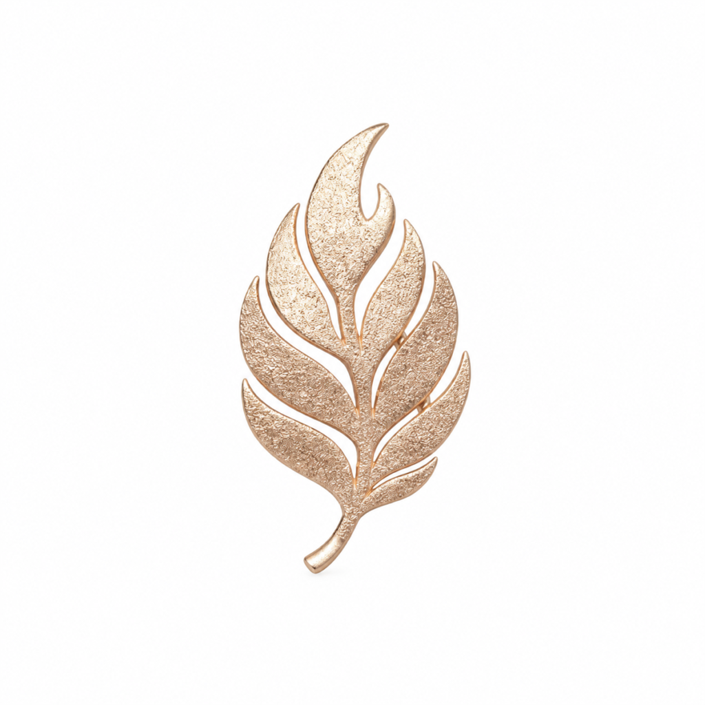 Aurora Leaf Brooch — Rose Silver on white background
